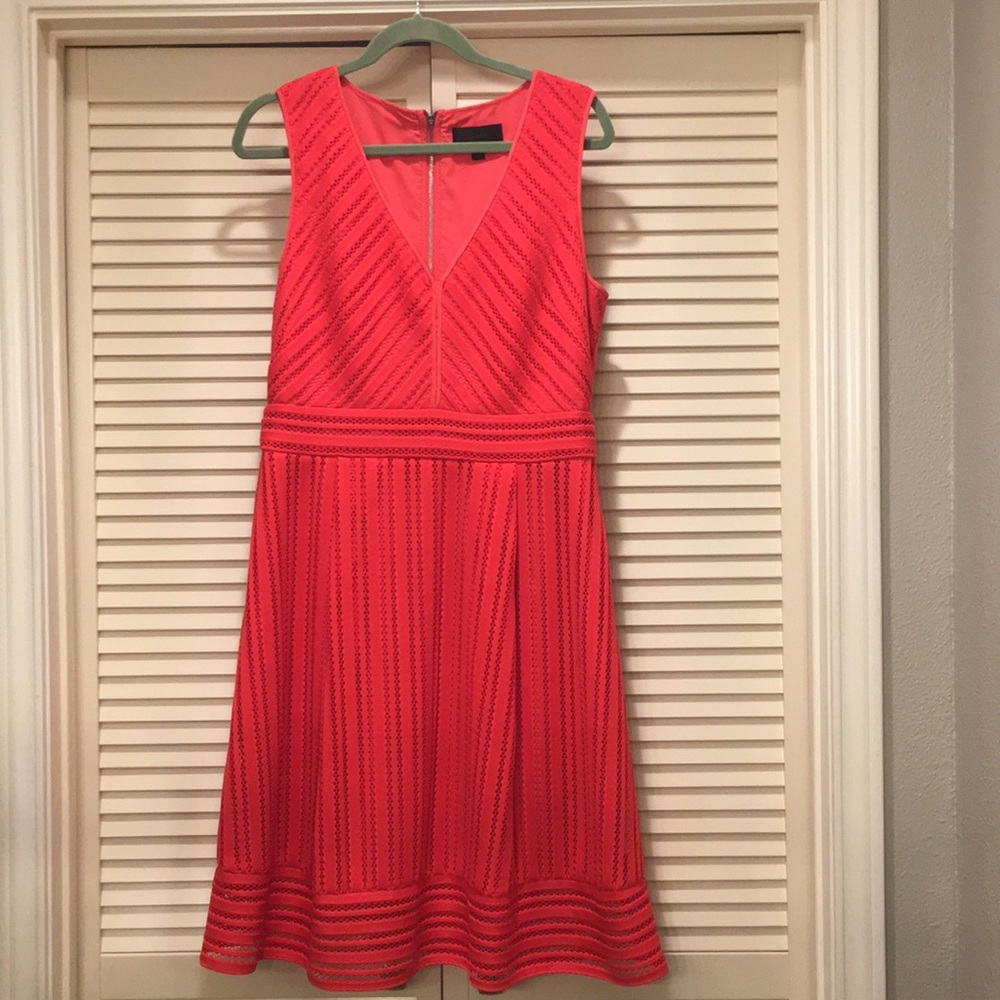 JCrew Bright Flame Striped Eyelet Dress